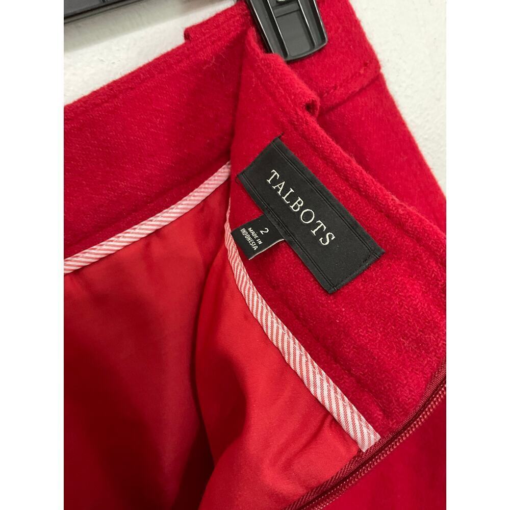 Talbots Wool Blend Knee Length Red Skirt Size 2 XS Office Siren Business - Picture 5 of 6